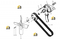 Узел установки водяного насоса, вентилятора и шкива