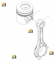 Поршень цилиндра и шатун в сборе