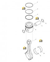 Поршень цилиндра и шатун в сборе