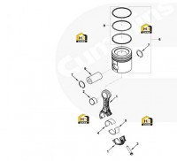 Поршень цилиндра и шатун в сборе