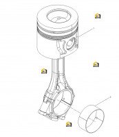 Поршень цилиндра и шатун в сборе