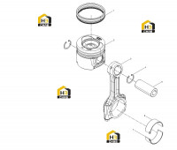 Поршень цилиндра и шатун в сборе