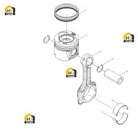 Поршень цилиндра и шатун в сборе