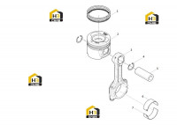 Поршень цилиндра и шатун в сборе