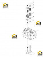 Головка блока с выпускным и впускным клапаном