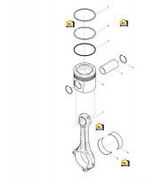 Поршень цилиндра и шатун в сборе