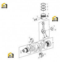 Поршень, шатун и вал коленчатый