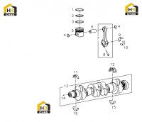 Поршень, шатун и вал коленчатый