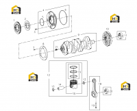 Поршень, шатун и вал коленчатый