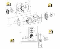 Поршень, шатун и вал коленчатый