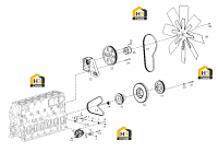 Генератор, шкивы, ремень и вентилятор