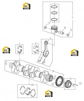 Система коленчатого вала, поршень и шатун