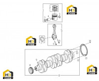 Вал коленчатый, поршень, шатун