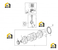 Вал коленчатый, поршень, шатун